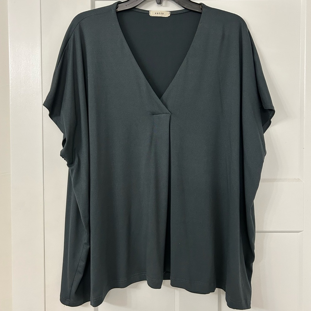 Entro Slate V-Neck Blouse